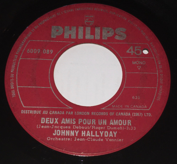 Johnny Hallyday - Deux Amis Pour Un Amour | Philips (6009 089)
