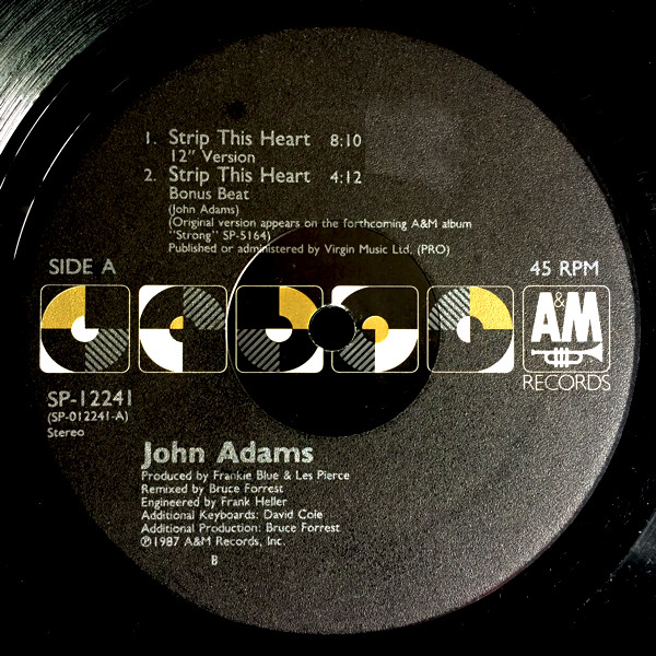 John Adams - Strip This Heart | A&M Records (SP-12241) - 4