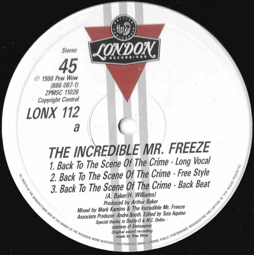 The Incredible Mr. Freeze - Back To The Scene Of The Crime | London Records (LONX 112) - 2