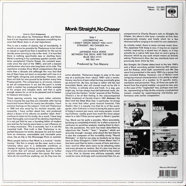 Thelonious Monk - Straight, No Chaser | Music On Vinyl (MOVLP288) - 2 Thelonious Monk - Straight, No Chaser | Music On Vinyl (MOVLP288) - 2