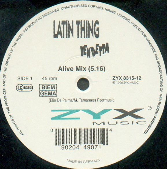 Latin Thing - Vendetta | ZYX Music (ZYX 8315-12)