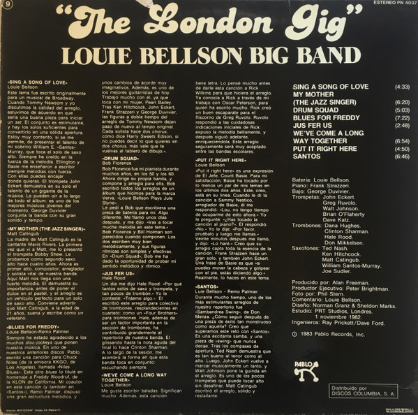 Louie Bellson Big Band - "The London Gig" | Pablo Records (PN 4037) - 2