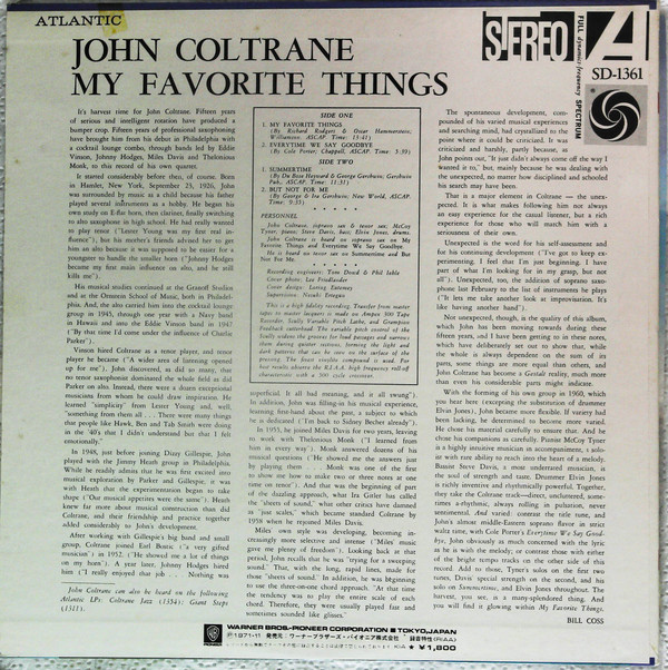 John Coltrane - My Favorite Things | Atlantic (P-6030A) - 2 John Coltrane - My Favorite Things | Atlantic (P-6030A) - 2