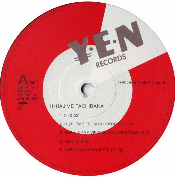 Hajime Tachibana - H | Yen Records (YLR-28002) - 3