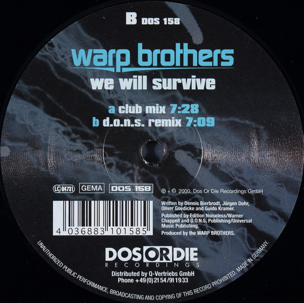 Warp Brothers - We Will Survive | Dos Or Die Recordings (DOS 158) - 2