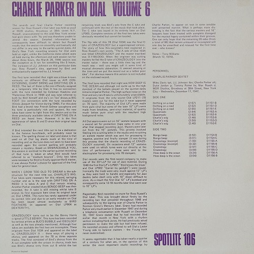 Charlie Parker - Charlie Parker On Dial Volume 6 | Spotlite Records (106) - 2