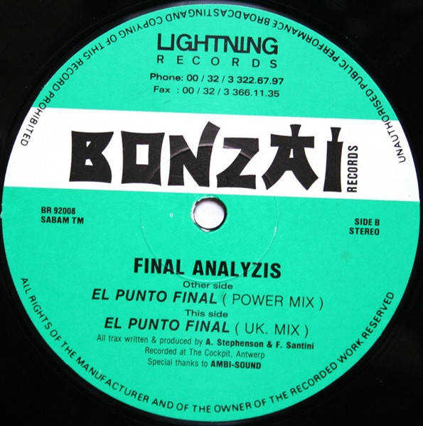 Final Analyzis - El Punto Final | Bonzai Records (BR 92008) - 2