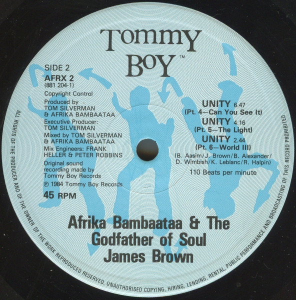 Afrika Bambaataa & James Brown - Unity | Tommy Boy (AFRX 2) - 4 Afrika Bambaataa & James Brown - Unity | Tommy Boy (AFRX 2) - 4
