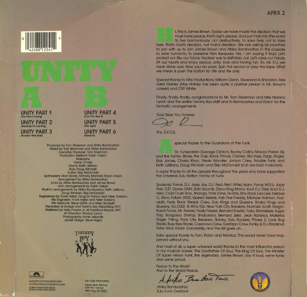 Afrika Bambaataa & James Brown - Unity | Tommy Boy (AFRX 2) - 2 Afrika Bambaataa & James Brown - Unity | Tommy Boy (AFRX 2) - 2
