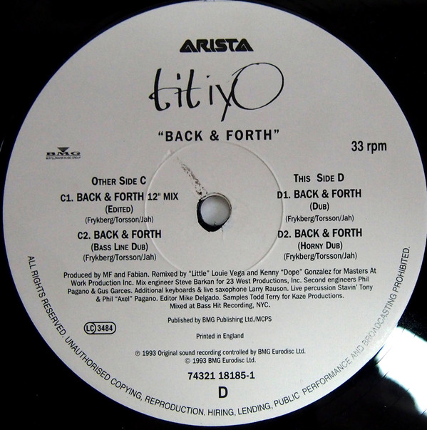 Titiyo - Back & Forth | Arista (74321 18185 1) - 6