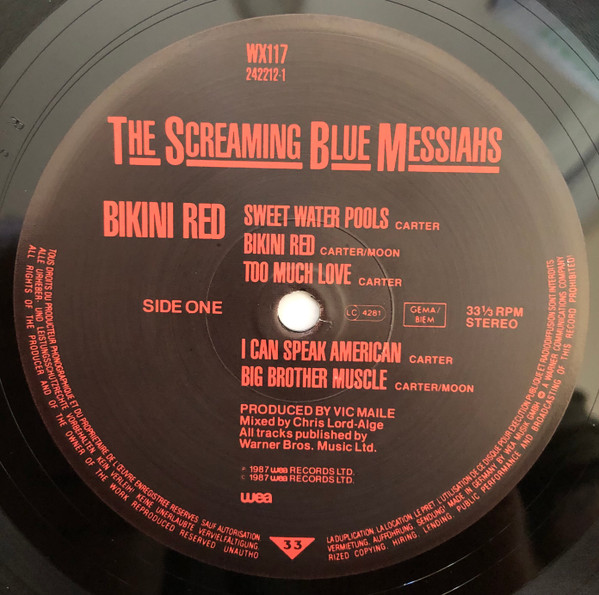 The Screaming Blue Messiahs - Bikini Red | WEA (WX117) - 3