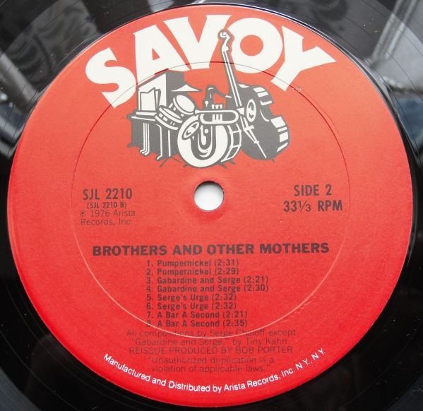Stan Getz , Al Cohn , Serge Chaloff , Brew Moore , Allen Eager - Brothers And Other Mothers | Savoy Records (SJL 2210) - 3