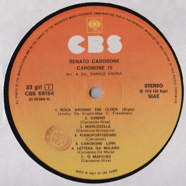 Renato Carosone - Carosone 75 | CBS (CBS 69164) - 3