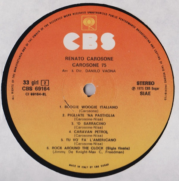 Renato Carosone - Carosone 75 | CBS (CBS 69164) - 4