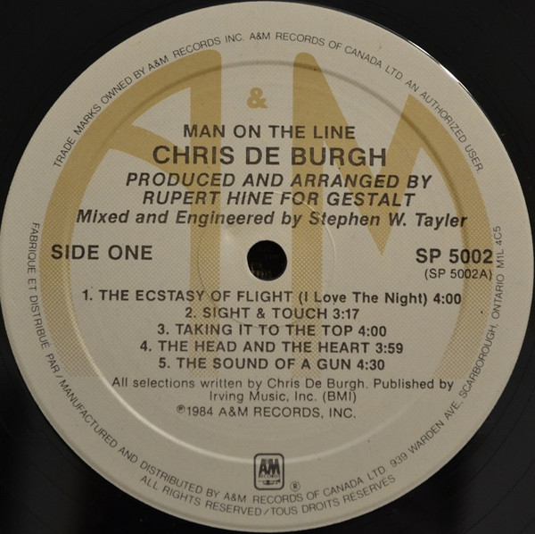 Chris de Burgh - Man On The Line | A&M Records (SP 5002) - 3