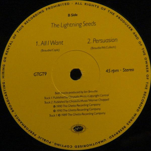 Lightning Seeds - All I Want | Ghetto Recording Company (GTGT 9) - 4