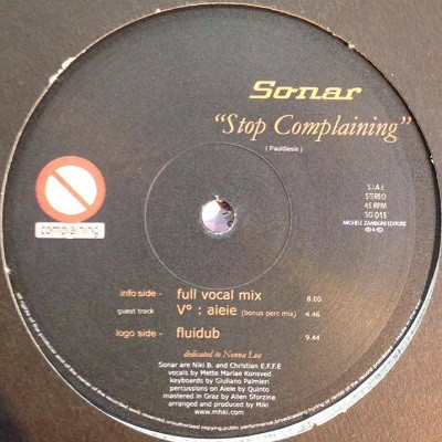 Sonar - Stop Complaining | Sun Generation Records (SG015) - main Sonar - Stop Complaining | Sun Generation Records (SG015) - main