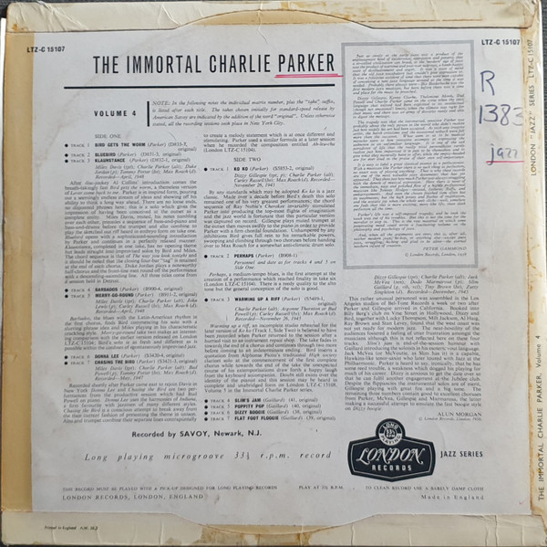 Charlie Parker - The Immortal Charlie Parker - Vol. 4 | London Records (LTZ-C 15107) - 2