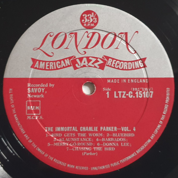 Charlie Parker - The Immortal Charlie Parker - Vol. 4 | London Records (LTZ-C 15107) - 3