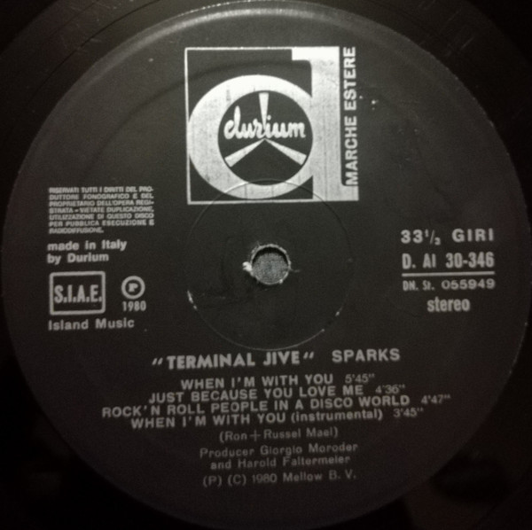 Sparks - Terminal Jive | Durium (DAI 30346) - 5