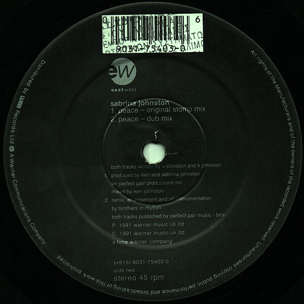 Sabrina Johnston - Peace | EastWest (YZ 616 T) - 4