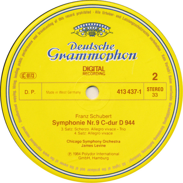 Franz Schubert - Chicago Symphony Orchestra , James Levine - Symphonie No.9 | Deutsche Grammophon (413 437-1) - 4 Franz Schubert - Chicago Symphony Orchestra , James Levine - Symphonie No.9 | Deutsche Grammophon (413 437-1) - 4