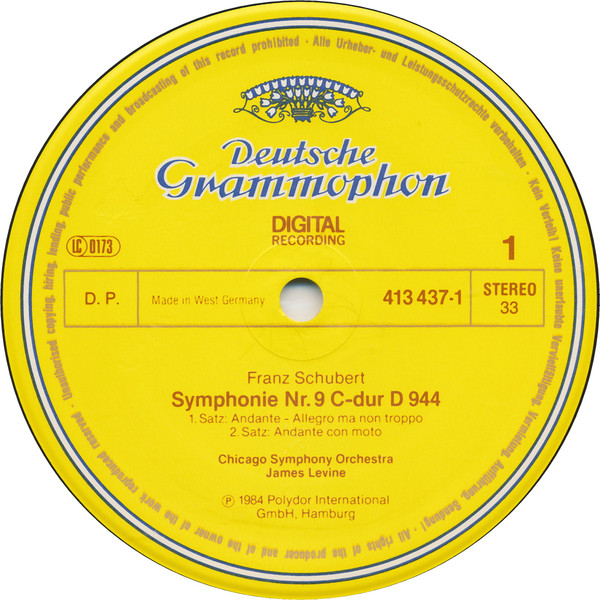 Franz Schubert - Chicago Symphony Orchestra , James Levine - Symphonie No.9 | Deutsche Grammophon (413 437-1) - 3 Franz Schubert - Chicago Symphony Orchestra , James Levine - Symphonie No.9 | Deutsche Grammophon (413 437-1) - 3