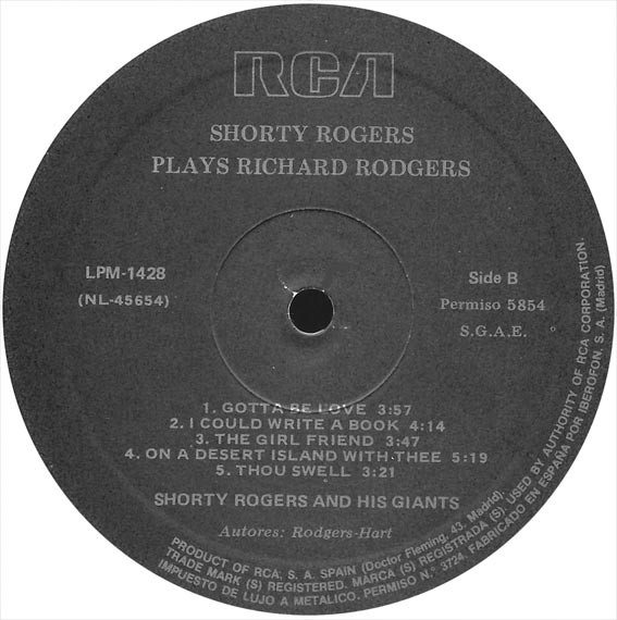 Shorty Rogers And His Giants - Shorty Rogers Plays Richard Rodgers | RCA Victor (LPM-1428) - 4