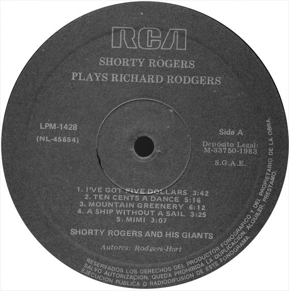 Shorty Rogers And His Giants - Shorty Rogers Plays Richard Rodgers | RCA Victor (LPM-1428) - 3