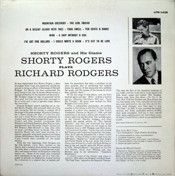 Shorty Rogers And His Giants - Shorty Rogers Plays Richard Rodgers | RCA Victor (LPM-1428) - 2