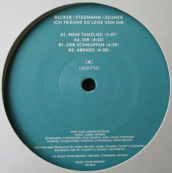 Heinz Becker / Karl-Heinz Stegmann / Isabel Zeumer - Ich Träume So Leise Von Dir | Music From Memory (MFM015)