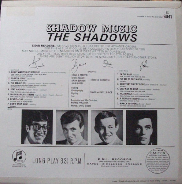 The Shadows - Shadow Music | Columbia (SX 6041) - 2 The Shadows - Shadow Music | Columbia (SX 6041) - 2