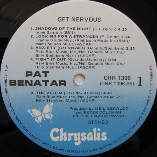 Pat Benatar - Get Nervous | Chrysalis (CHR 1396) - 3