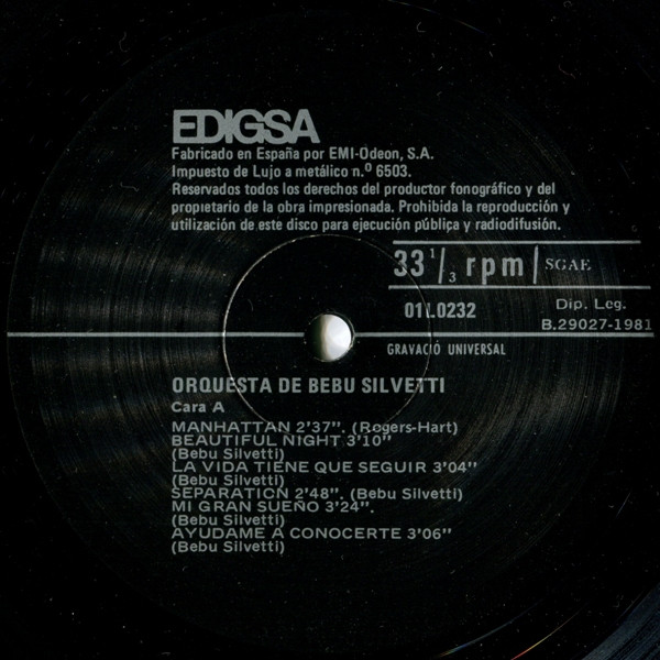 Bebu Silvetti Y Su Orquesta - Soñando | Edigsa (01L0232) - 3 Bebu Silvetti Y Su Orquesta - Soñando | Edigsa (01L0232) - 3