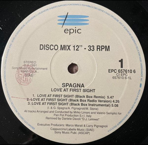 Ivana Spagna - Love At First Sight - Remix By Black Box | Epic (657610 6) - main