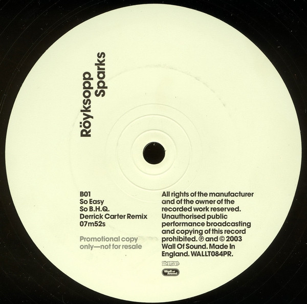 Röyksopp - Sparks | Wall Of Sound (WALLT084PR) - 2