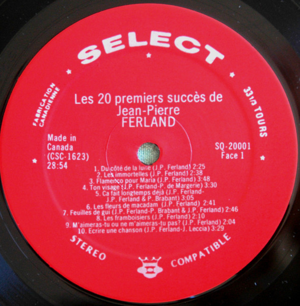 Jean-Pierre Ferland - Les 20 Premiers Succès [Vinyl] | Select (SQ-20.001) - 3