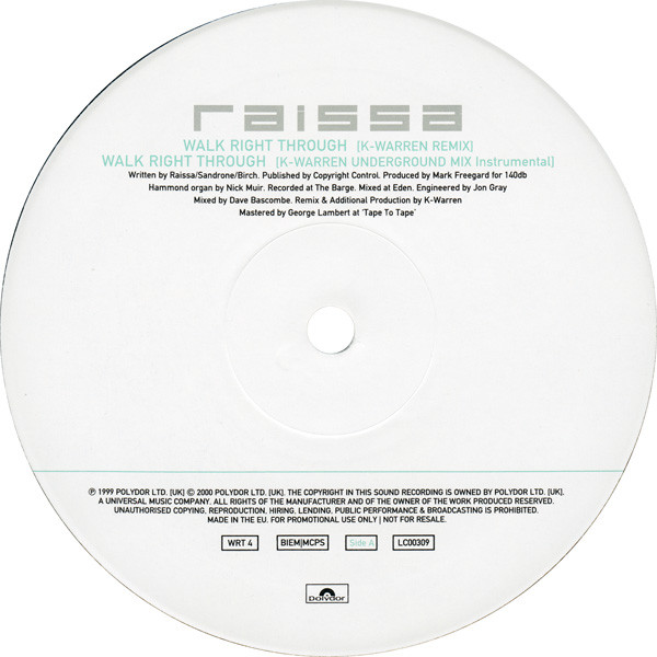 Raissa - Walk Right Through | Polydor (WRT 4) - 3