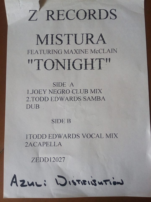 Mistura Feat. Maxine McClain - Tonight | Z Records (PROMO 12027) Mistura Feat. Maxine McClain - Tonight | Z Records (PROMO 12027)