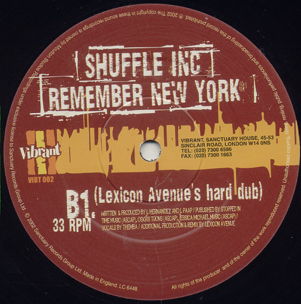 Shuffle Inc. - Remember New York (Lexicon Avenue Mixes) | Vibrant (VIBT002) - 2