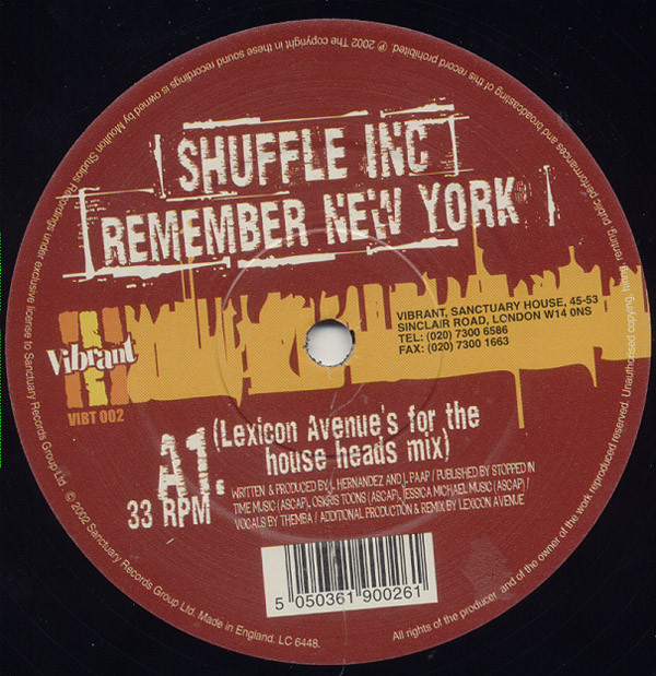 Shuffle Inc. - Remember New York (Lexicon Avenue Mixes) | Vibrant (VIBT002) - main
