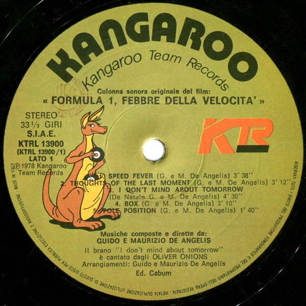 Guido And Maurizio De Angelis - Formula 1, Febbre Della Velocità (Colonna Sonora Originale Del Film) | Kangaroo Team Records (KTRL 13900) - 3