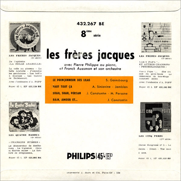Les Frères Jacques - Le Poinçonneur Des Lilas | Philips (432.267 BE) - 2