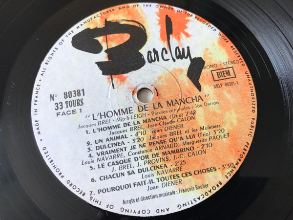 Jacques Brel , Joan Diener - L'homme De La Mancha | Barclay (80 381) - 4 Jacques Brel , Joan Diener - L'homme De La Mancha | Barclay (80 381) - 4