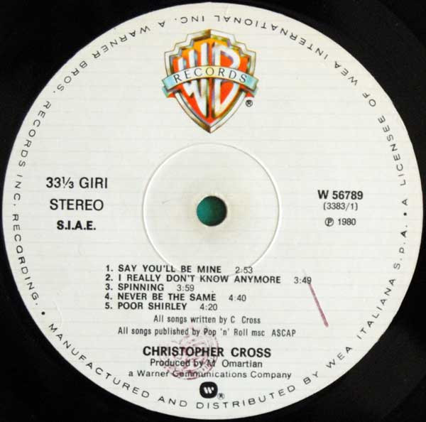 Christopher Cross - Christopher Cross | Warner Bros. Records (W 56789)