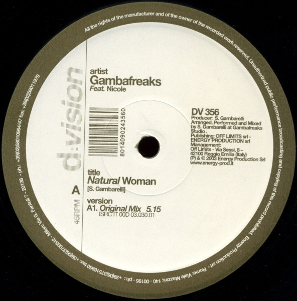 Gambafreaks - Natural Woman | D:vision Records (DV 356) - main
