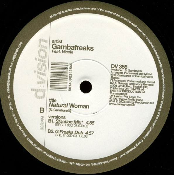 Gambafreaks - Natural Woman | D:vision Records (DV 356) - 2