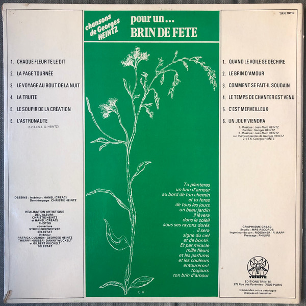 Brin de Fête - Chansons de George Heintz | Trinité (TRN 10.010) - 2