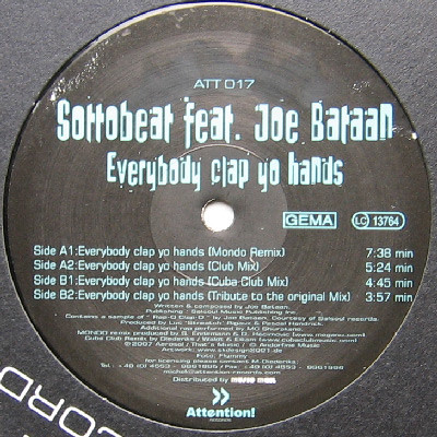 Sottobeat Feat. Joe Bataan - Everybody Clap Yo Hands | Attention! Music Recordings (ATT017) - main Sottobeat Feat. Joe Bataan - Everybody Clap Yo Hands | Attention! Music Recordings (ATT017) - main