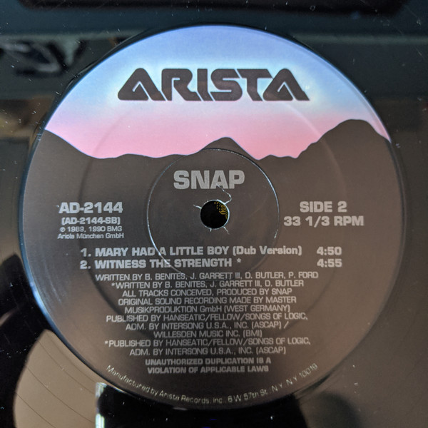 Snap - Mary Had A Little Boy | Arista (AD-2144) - 3